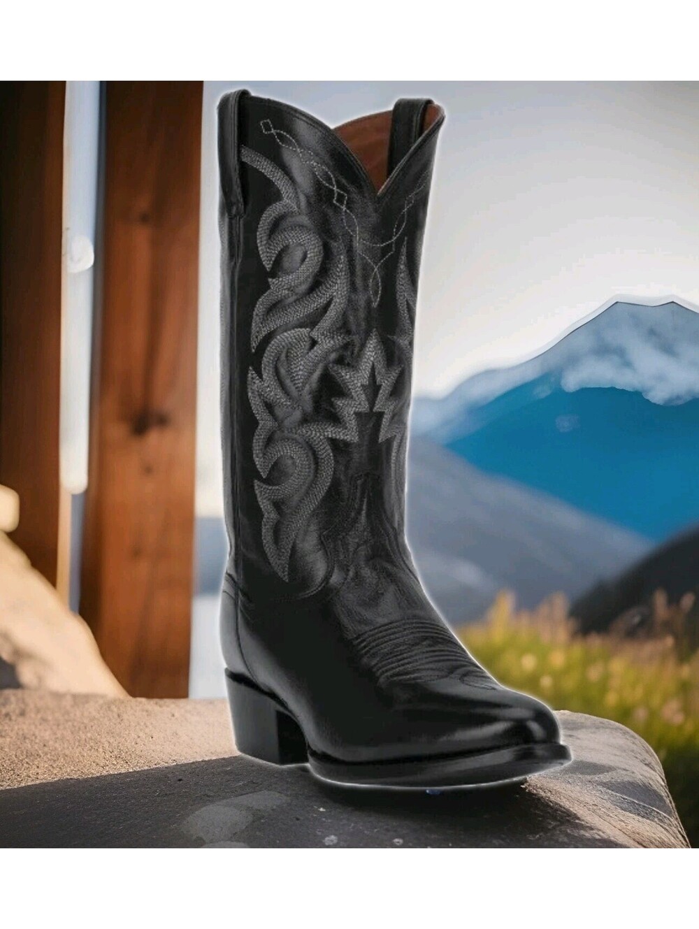 Dan Post Cowboy Western Boots Milwaukee Embroidered Pointed J Toe Mens 10 Black